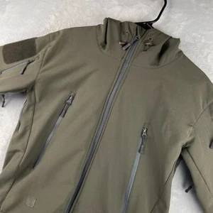Military Jacket Womens Medium Green Soft Shell Fleece Lined Hooded Army Tactical - Picture 1 of 11