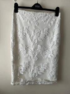 Lipsy Skirt Size 12 Ivory Embroidered Pencil Formal Occasion - Picture 1 of 8