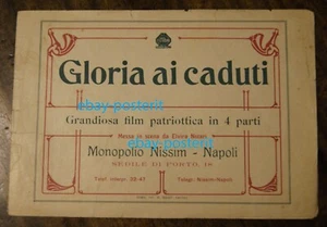 programma film GLORIA AI CADUTI - Elvira Notari - 1916 - Film DORA Napoli - Foto 1 di 2