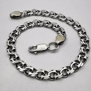 Hermosa pulsera de cadena vintage joyería plata de ley 925 hecha a mano 6,40 g - Imagen 1 de 8
