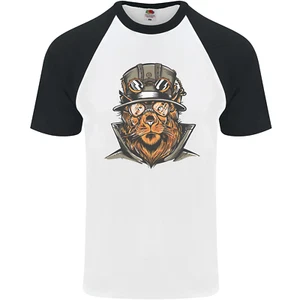 Steampunk Lion Mens S/S Baseball T-Shirt - Picture 1 of 50