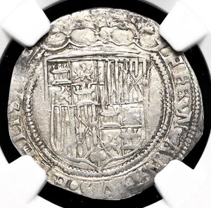 COLONIAL ERA SPAIN. Ferdinand and Isabella, 1474-1504 Silver Real, NGC AU53 - Picture 1 of 4