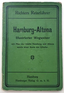 Hamburg-Altona Illustrierter Wegweiser 1909 Richters Reiseführer, Karte Elbufer - Bild 1 von 4