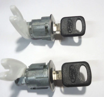 NEW PAIR FORD DOOR LOCK KEYED CYLINDER W/2 OEM FORD LOGO KEYS TO MATCH - Image 1 of 4
