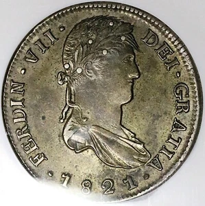 1821 Zs NGC AU 55 Mexico 8 Reales Zacatecas War Independence Coin (25050902C) - Picture 1 of 6