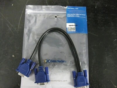 Cable Matters VGA Monitor Y-Splitter Cable for Screen Duplication, 1 Foot 113051 - Image 1 of 3