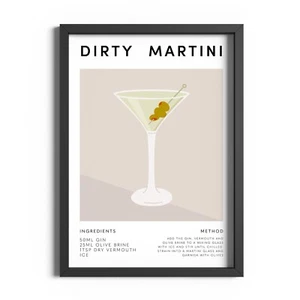 Póster Dirty Martini Estampado de Cóctel Cocina Arte de Pared Hogar Bar Decoración Comedor - Imagen 1 de 59