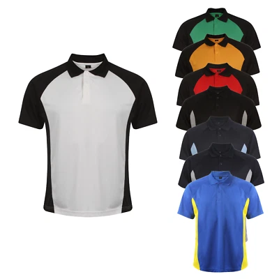 Unisex Mens Plain Polo Shirts Short Sleeve Contrast Pique Top Work Breathable - Image 1 of 4