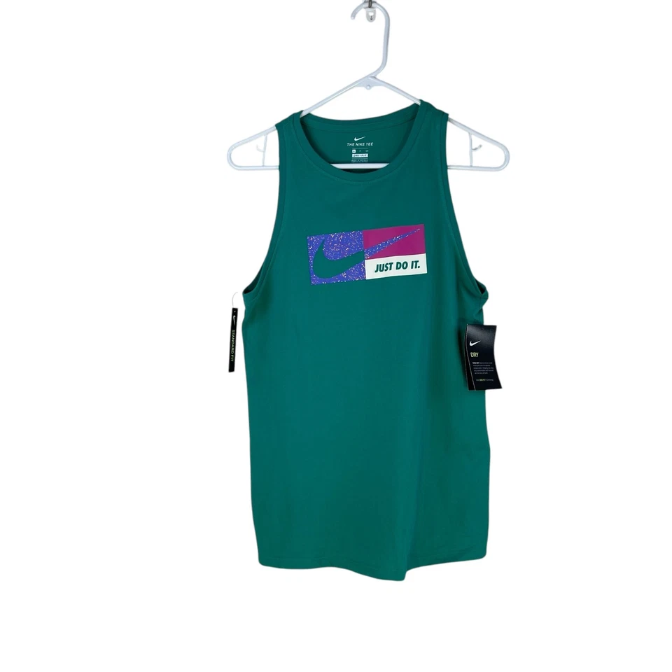 Nike Dri-Fit Icon Clash Graphic Women's Size Small Green Tank Top