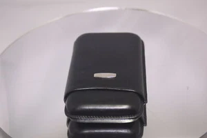 Estuche de viaje Prometheus de cuero negro para 3 cigarros - Imagen 1 de 6