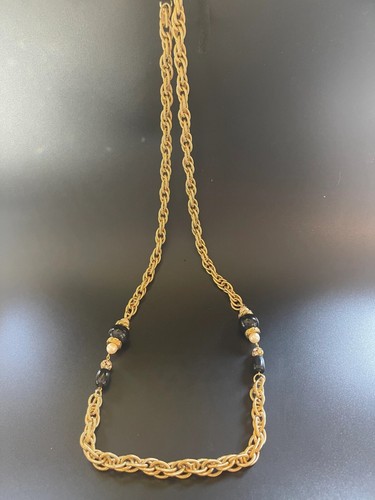 Bellissima collana vintage Givenchy lunga oro perline strass perle primi
