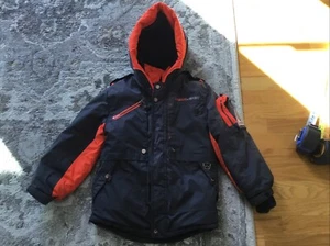 Hawke & Co. Parka Coat Jacket Boys 7 Blue Orange Hood Performance - Picture 1 of 14
