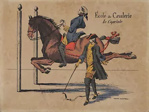 MARK COOMER De Colección Raro c1950s Edición Limitada Fuera de Uso Serigrafía École de Cavalerie, La Capriole - Imagen 1 de 1