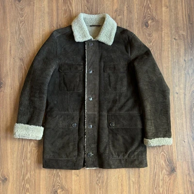 Boss Hugo Boss Shearling Leather Jacket Sheepskin Men’s 54 Brown Rare - Image 1 of 4