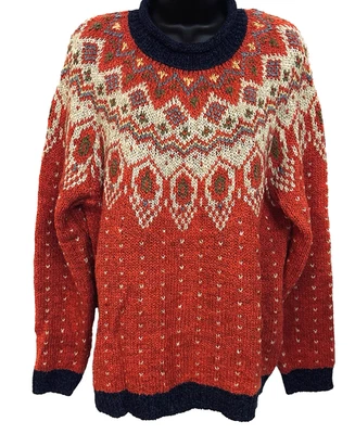 Vtg Claudia D. Misses L Pullover Sweater Multi-Color Fair Isle Wool Blend Retro - Image 1 of 4