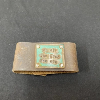 Pulsera brazalete cuero cobre "Haz todo lo bueno que puedas" accesorios Foto 1 de 4