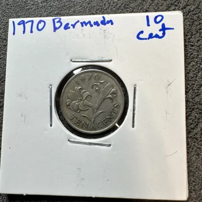 Bermudas 1970 cobre-níquel 10 centavos. Isabel II. KM# 17. No magnético. Foto 1 de 4
