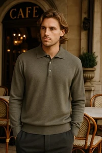 Vtg Marconi Le Collezioni Merino Wool Sweater Collar Pullover Olive Men Sz Large - Picture 1 of 15