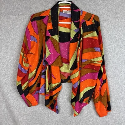 Chaqueta Kimono ESTILOS ESTERLINOS DE COLECCIÓN Talla Única Multicolor Arte Boho Seda Frente Abierto Foto 1 de 4