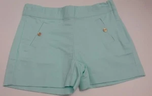 Janie and Jack Girl's Mint Blue SHORT Adjustable Waist Zip Button - Picture 1 of 12