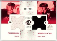 2002-03 SP Game Used Authentic Fabrics Tim Connolly / Miroslav Satan JERSEY /225