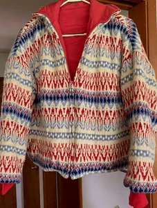 Bogner Vtg Womens Reversible Ski Jacket Coat 12 West Germany Wool Cotton - Picture 1 of 10