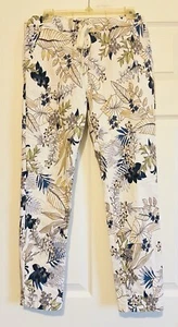 Flora Ashley Damen Knöchelhose weiß Blumen Kordelzug Italien Größe Medium Neu mit Etikett - Bild 1 von 7