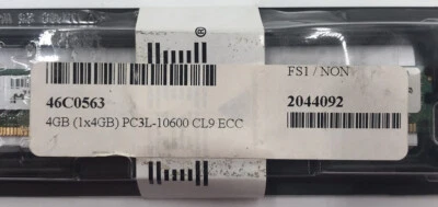 46C0563 IBM 4GB 1RX4 PC3L-10600R CL9 VLP MEMORY MODULE 1X4GB FP1MU - Image 1 of 4