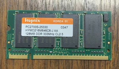 Hynix 128MB DDR 333MHz CL2.5 PC2700S-25330 RAM Memory - Image 1 of 3