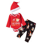 Newbron Baby Kid Long Sleeve Romper Pants Hat Set Xmas Christmas Party Outfits??