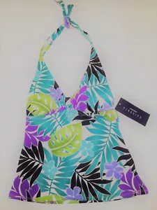 COSTUME DA BAGNO donna Tankini nuoto TOP COLLO ALTO blu verde foglia - Foto 1 di 5