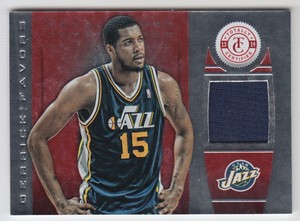 2013-14 Totally Certified Materials Red #80 Derrick Favors Jersey /49