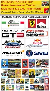 SCALEXTRIC SLOT CAR TRACKSIDE BANNER POSTER AUFKLEBER DECALS 1/32 SCALE Sheet 2 - Bild 1 von 6