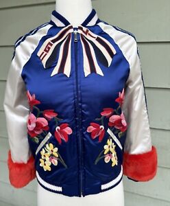 GUCCI Between Seasons Bomber Jacket Floral Embroidered Girl 10 Sergio Mora $1600