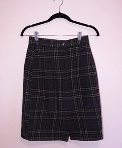 Vintage Charlotte Halton River Island Black and Gray Plaid Skirt Size 10 - Picture 1 of 7