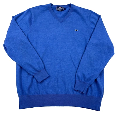 Vineyard Vines Sweater Men Large Performance Merino Wool Blend V Neck Preppy - Image 1 of 4