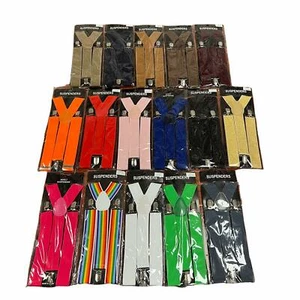 1X Mens Womens Clip-on 1.5" WIDE Suspenders Elastic Y-Shape Suspender U.S SELLER - Picture 1 of 33