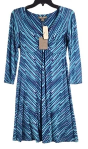 Abito nuovo con etichette prezzo consigliato $168 TOMMY BAHAMA linea Benbow jersey scollo a V blu verde acqua TAGLIA XS - Foto 1 di 16