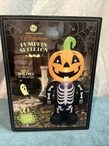 Huntington Home 4 pies inflable calabaza esqueleto iluminado B2 - Imagen 1 de 6