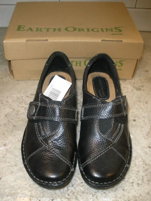 Evelyn Earth Origins Comfort Shoes-Black Grained Leather Silk Pig Suede 7.5W Wom - Image 1 of 4