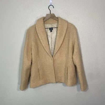 Chaqueta Blazer Eileen Fisher Mezcla de Lana Crema Tejido Boucle, Talla Grande Foto 1 de 4