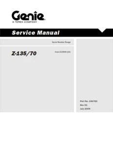 GENIE Z-135/70 TALLER DE SERVICIO REPARACIÓN MANUAL REIMPRESO EDICIÓN JULIO 2009 - Imagen 1 de 10