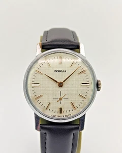 Orologio Vintage Pobeda 2602 Sovietico URSS 34mm Uomo Meccanico Piccolo Secondo - Foto 1 di 14