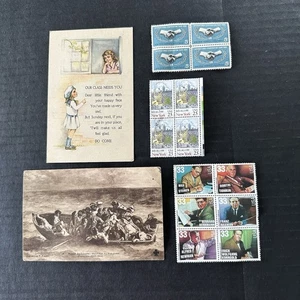 1919 Postcard Delacroix, 1955 Sunday School Reminder Postcard and STAMPS - Picture 1 of 13