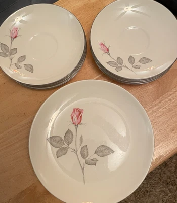 Vajilla fina Zylstra Rose permacal 5 platos 7,25" + 8 platillos 6" hecha en EE. UU. Foto 1 de 4