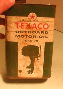 Lata de aceite de motor fueraborda Texaco vintage de 1 cuarto - Imagen 1 de 2