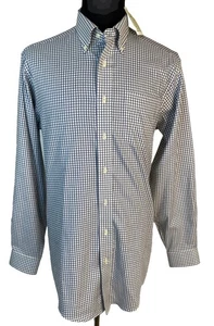 L.L. Bean Shirt Mens Medium Tall Cream w Blue Check Wrinkle Resistant  NEW - Picture 1 of 14
