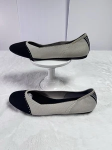 Bacia Stoff Textil schwarz & beige Ballerinas Fahren flache Schuhe Freizeit Größe 10,5 - Bild 1 von 4