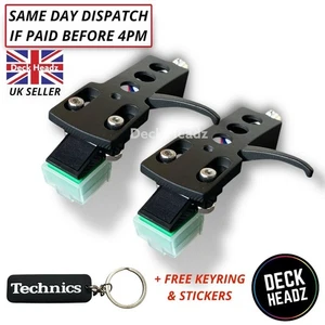 2 x Black Headshell With AT-95E Cartridge & Replacement Stylus + FREE GIFTS - Picture 1 of 10