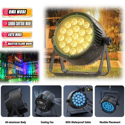UKING 20x15W 4in1 RGBW Waterproof Par Light DMX Outdoor Stage Wash Lighting - Image 1 of 4